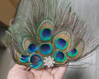 Black Green Peacock Fascinator, Tea Party Hat, Hat With Veil  display picture 3