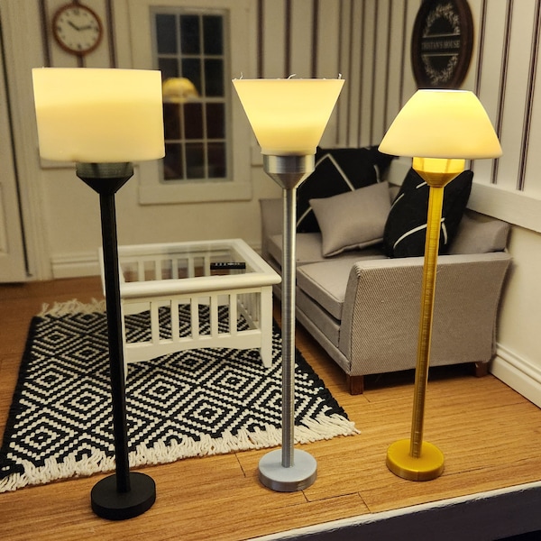 Modern Dollhouse Floor Lamp - Battery Operated LED Light