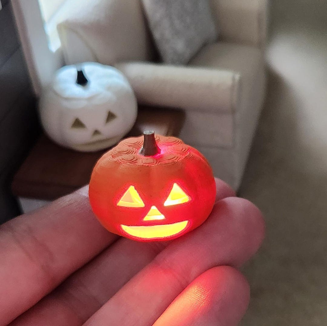 Light up Dollhouse Miniature Halloween Jack-o-lantern Pumpkin - Etsy