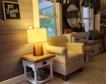 Working Dollhouse Table Lamp Miniature Battery Light - Pick Your Custom Color and Shape