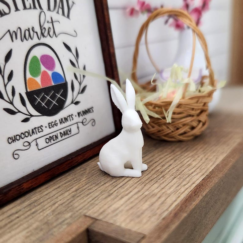 Miniature White Bunny Rabbit Dollhouse Easter Decoration - Etsy