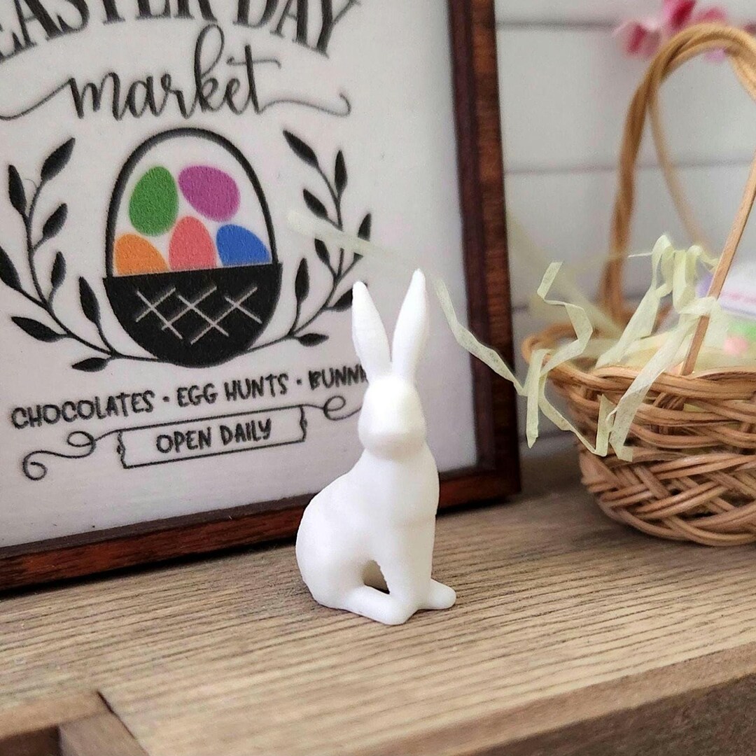 Miniature White Bunny Rabbit Dollhouse Easter Decoration - Etsy