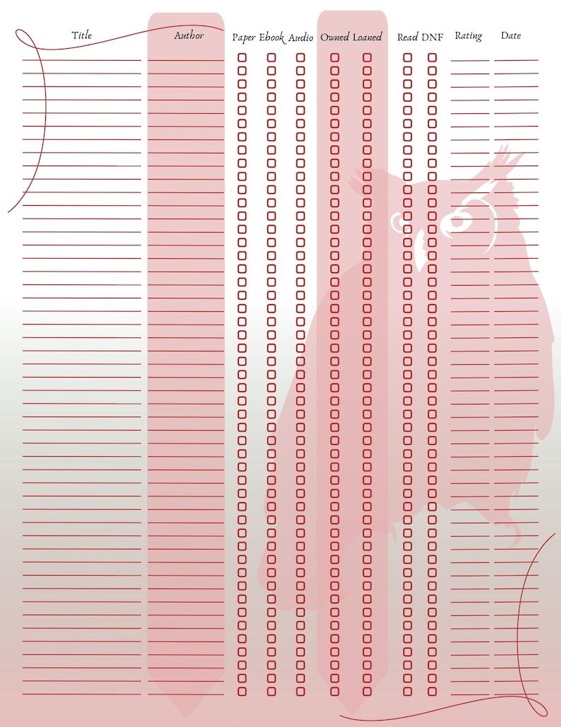 Book Tracker Printable Sheets - Owl, Letter Format - Etsy