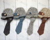 Newsboy Hat and Neck Tie, Newborn Baby Boy Newsboy Cap, Newborn Boy Photo Prop Outfit, Baby Boy Clothes, Coming Home Outfit