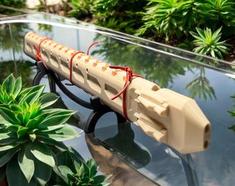 Drone Flute Native American Style Double Chamber 3D Printed Key of Bb4 W/ Stand