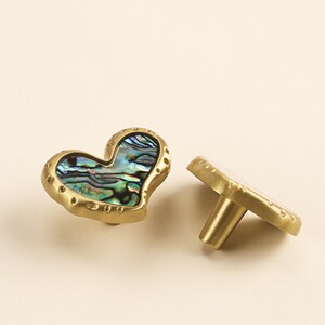 Heart Cabinet Knob, Glass Metal Drawer Pull, Brass Furniture Hardware