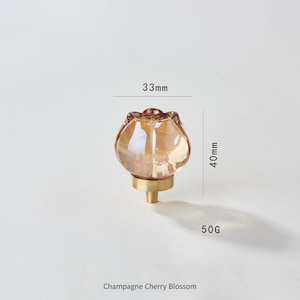 Knobella Crystal Glass Cabinet Knob Set – Rose, Blossom, Pumpkin & Bloom Designs, Champagne and Clear Glass Drawer Pulls for Dresser, Vanity