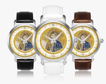 Christ Pantocrator Watch | Christian Watch | Byzantine Mosaic Dial | Christian Gift | Orthodox Icon Automatic Watch | Faith Gift for Him Her