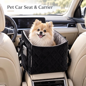 Quilted Pet Car Seat, Breathable Travel Carrier for Small Dogs (50x28x25cm)