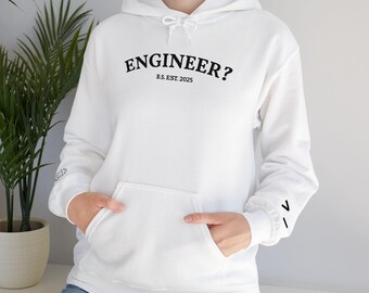 INGENIEUR? Hoodie EST. | Linkshandige software, rechtshandige hardware | Geborduurd & personaliseerbaar EST.