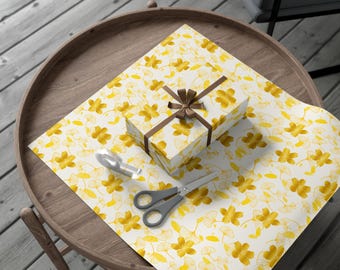 Cadeaupapier met bloemenmotief van ginkgoblaadjes, botanisch cadeaupapier, elegant cadeaupapier met natuurlijke motieven.