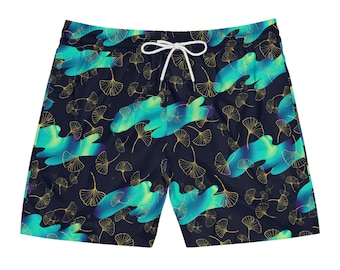 Ginkgo Leaf-zwembroek heren, psychedelische Aurora-strandshort