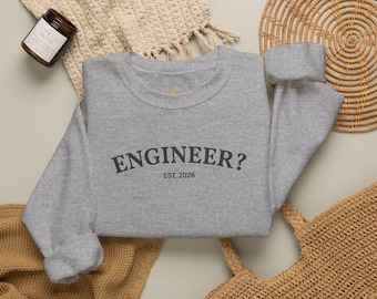 ENGINEER? Sweatshirt EST. 2026 | Lefty Software, Righty Hardware | Geborduurd