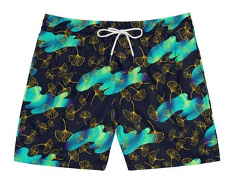 Ginkgo Leaf-zwembroek heren, psychedelische Aurora-strandshort