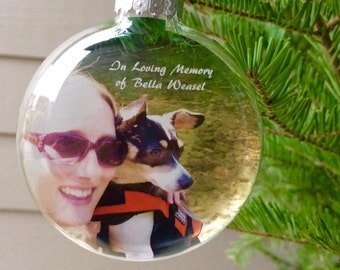 3 INCH GLASS Photo Ornaments - Family Photo Ornament - Housewarming Ornament - Pet Photo Ornament - Disc Ornaments - Christmas Ornaments