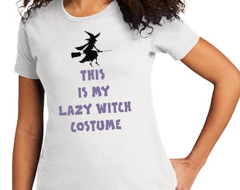 Women's This Is My Lazy Witch Costume, Next Level Boyfriend Tee