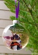 GLASS Christmas Photo Ornament - Family Photo Ornament - Housewarming Ornament - Pet Photo Ornament - 3 & 1/8 Inch Glass Disc Ornaments 