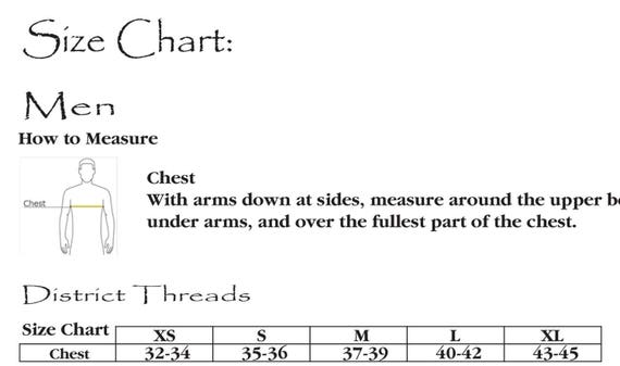 District Threads Size Chart