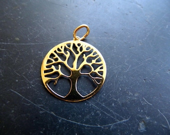 Silver pendant, gilded, pendant, tree, tree of life, esoteric, jewelry, unisex, large