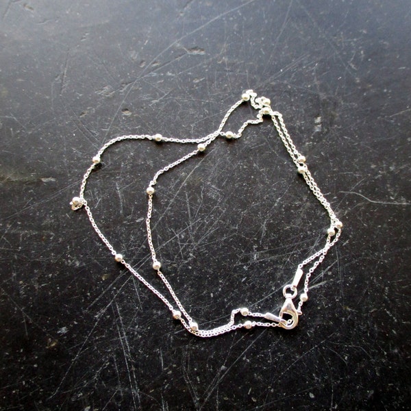 Kette, Silberkette, Sterlingsilber, zart, Kügelchen, Schmuck, 40 cm