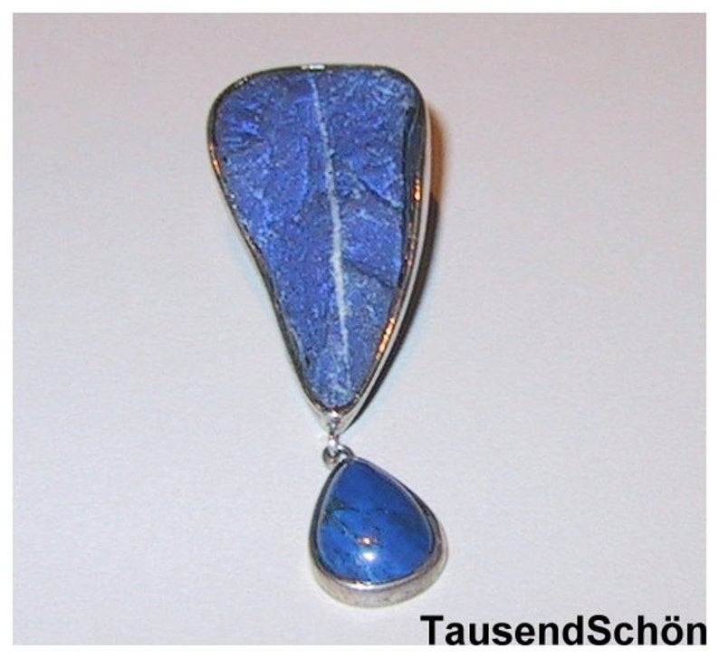 blue Lapis lazuli pendant lapis lazuli silver 2 stones pendant Lapis