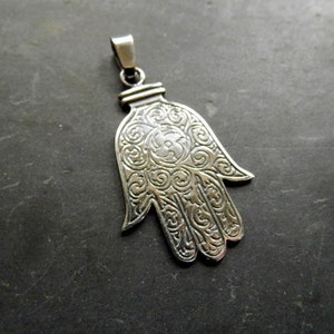 Pendant, silver, sterling silver, hand, Fatima, protection, magic, hand of Fatima image 2