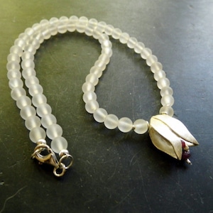 necklace, white, bride, rock crystal, sterling silver, ruby, red, blossom, wedding