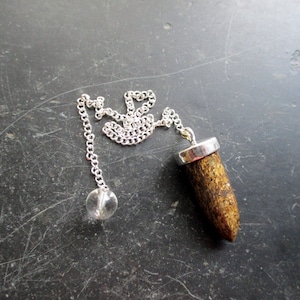 Pendulum, bronzite, metal, silver-plated, pointed pendulum, magic, esoteric