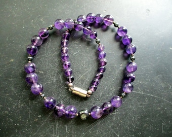 Chain, amethyst, hematite, purple, black, gradient, magnetic clasp