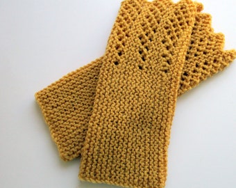 Polsini, scaldapolsi, scaldabraccia lana, maglia, pizzo, giallo