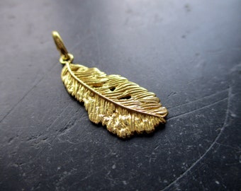 Pendant, leaf, sterling silver, gold plated, jewelry, unisex