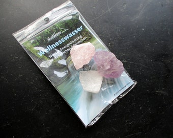 Water stones, gemstone, rose quartz, amethyst, rock crystal, bag