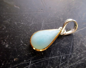 Pendant, silver, Larimar, sterling silver, partially gold-plated, blue, jewelry, new age