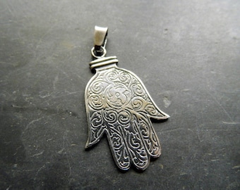 Pendant, silver, sterling silver, hand, Fatima, protection, magic, hand of Fatima