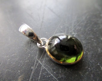 Pendant, sterling silver, partially gold plated, tourmaline, green, delicate, jewelry, women