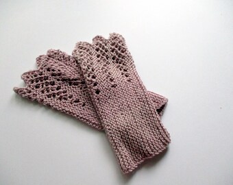 Armstulpen, Stulpen, Pulswärmer, Wolle, Spitze, elegant, gestrickt, flieder