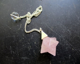 Pendulum, rose quartz, merkaba, metal, shaman, Wicca