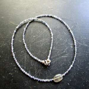 necklace, dainty, iolite, blue, sterling silver, jewelry, women