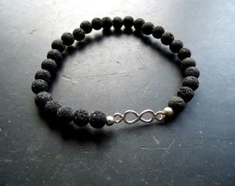 Bracelet, Symbol Bracelet, Lava, Silver, Black, Infinity, Jewelry