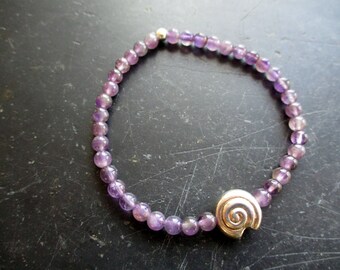 Bracelet, amethyst, sterling silver, snail, jewelry, women