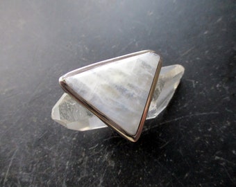 Ring, silver, moonstone, moonstone ring, blue, shimmering, triangle, jewelry, women