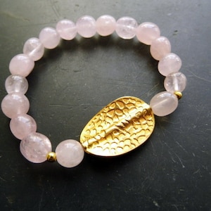 bracelet, rose quartz, pink, ornament, gold-colored, jewelry, women, rose quartz bracelet