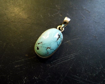 Pendant, turquoise, sterling silver, oval, blue, turquoise, jewelry, unisex