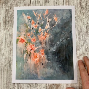 Abstract Flower Painting | 10x8 Giclee Print | Grey and Peach | Unframed Wall Art | Flower Art | Mental Health Recovery Art | Archival Print