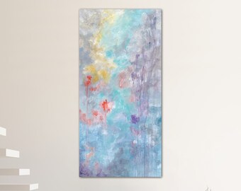 Original Intuitive Painting | 48x24 Painting | Narrow Art | Spring Painting | Abstract Painting | Pastels | Calming Art | Large Wall Art