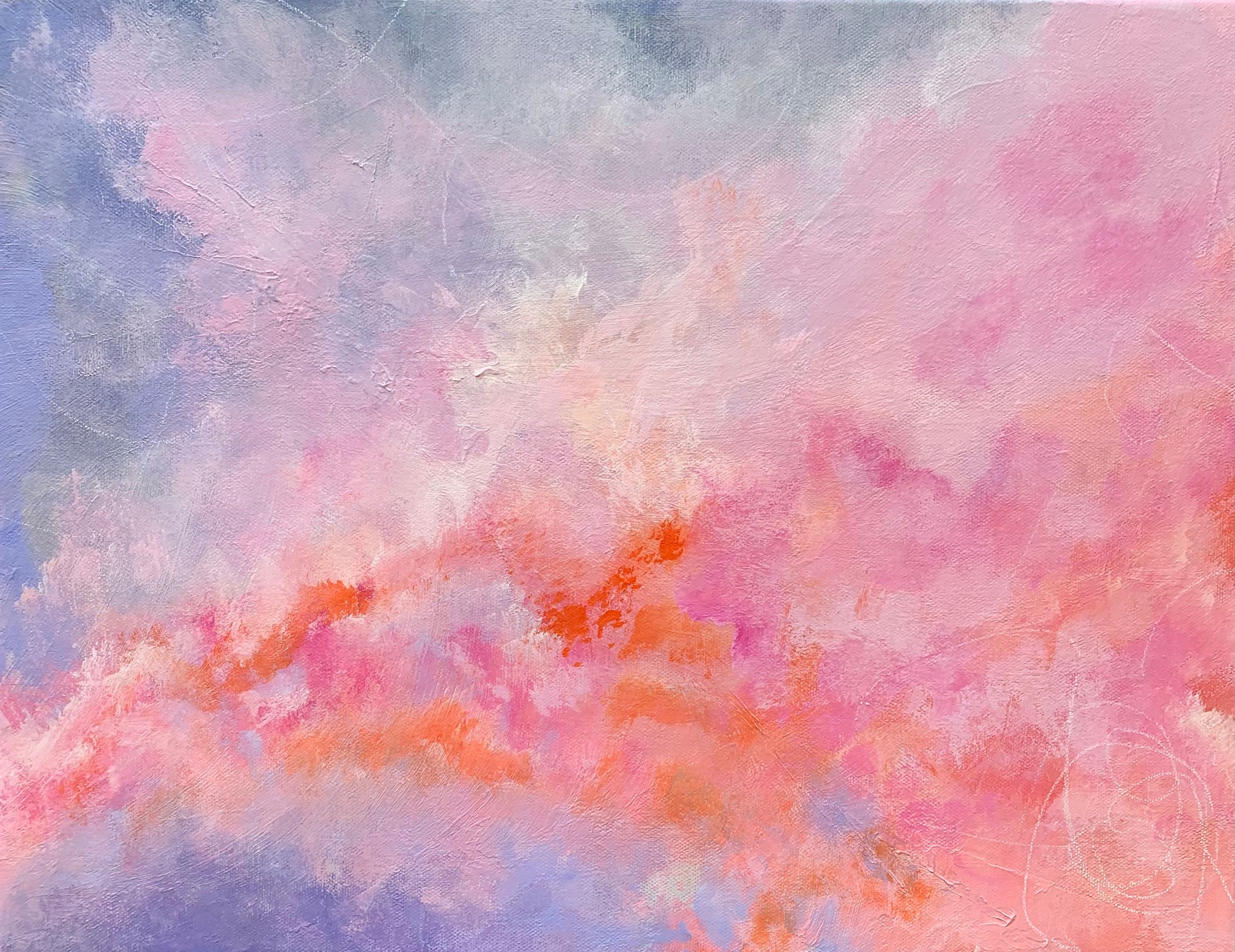 Abstract Canvas Painting / 14x18 / Pink and Purple / Clouds / Etsy