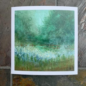 Impressionist Garden Giclee Print: Rainy Day Landscape, 8x8 Archival Art