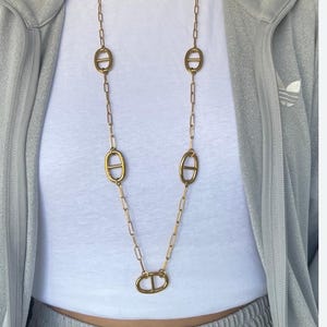 Collier sautoir maille marine en acier inoxydable