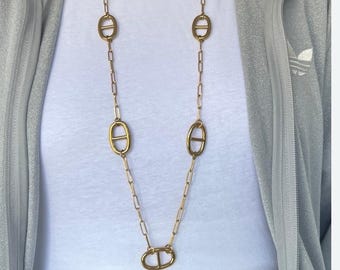 Collier sautoir maille marine en acier inoxydable