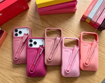 Cute Makeup Organizer Phone Shell Featuring Dedicated Lip Gloss Pocket for On-the-Go Touch-ups
